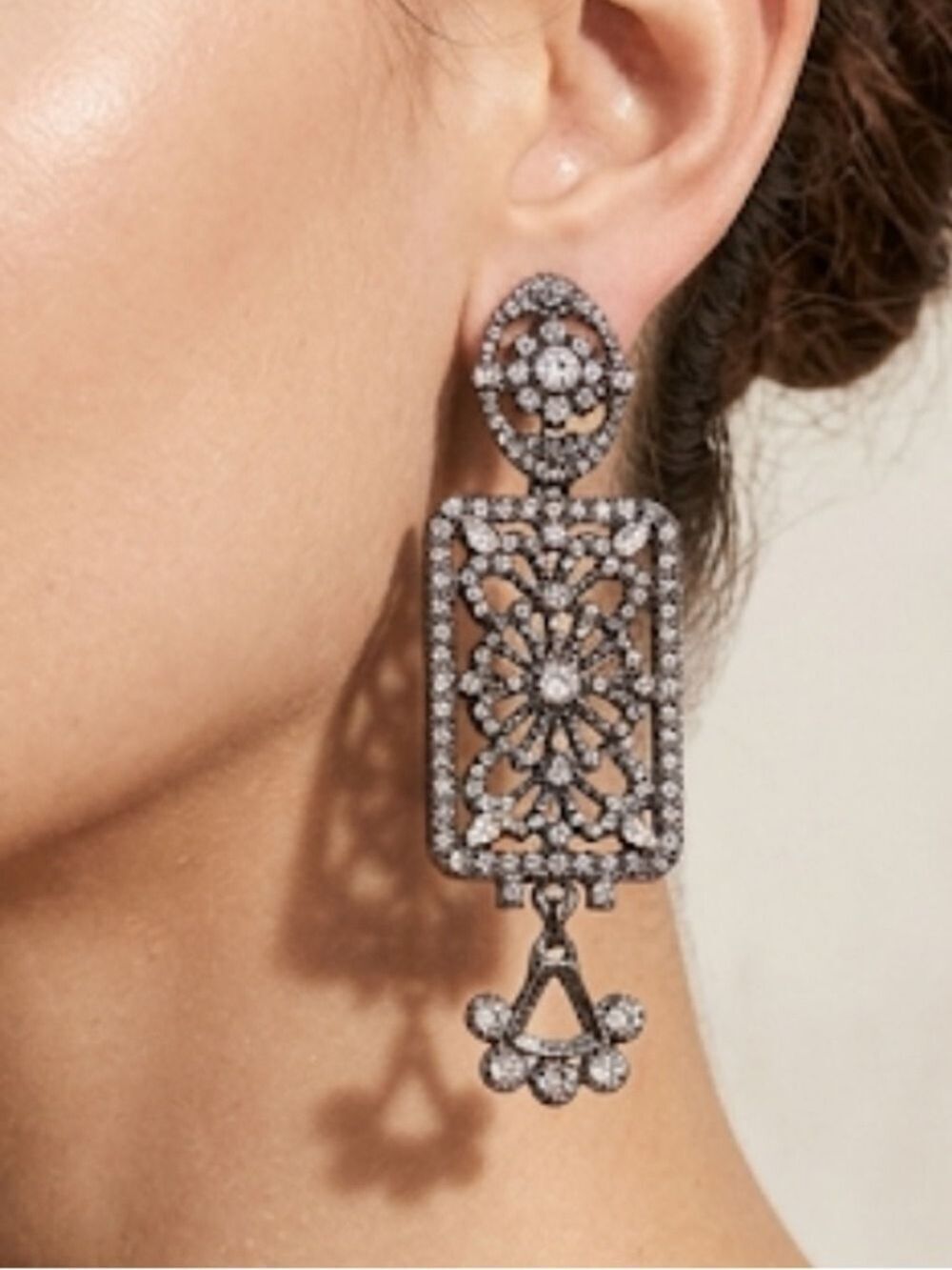 Zara Crystal Pierced Earrings Large Copper